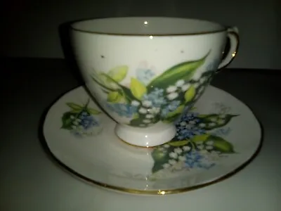 Buy Vintage 60s Queen Anne Lily Of The Valley Cup Saucer Set • 5.99£