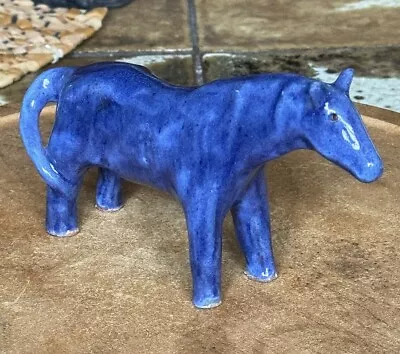 Buy Mid Century Blue Ceramic Pottery Horse Figurine,  Mint • 33.75£