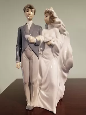 Buy NAO By LLADRO #1199 BRIDE AND GROOM FIGURINE 1993 CAKE TOPPER PORCELAIN • 236.61£