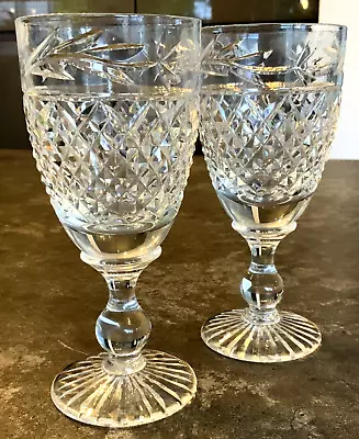 Buy Pair Of Vintage Stuart Crystal Hobnail Cut Wine Glasses • 32£