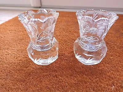 Buy Vintage Lead Crystal Cut Glass Vase - Pair Of Matching X2 - Small - 1930 • 24.99£