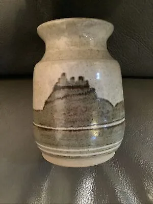 Buy Studio Pottery ? Bqmburgh Castle, Northumberland Silhouette 12cm Vase, Ex Con • 16.99£