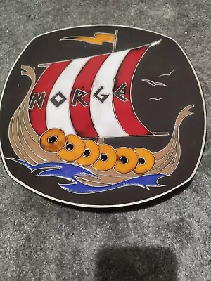 Buy Vtg Norge AWF Arnold Wiigs Fabrikker Norway Dragon Boat Ship Design Wall Plate • 24£