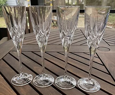 Buy 4 Vtg Royal Doulton Lead Crystal Champagne Flutes Glasses Elegance Pattern • 72.01£