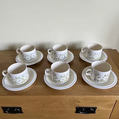 Buy Vintage Hornsea Pottery White Fleur Cups And Saucers X 6 Very Good Condition • 10£