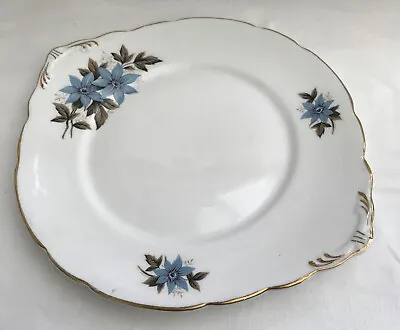 Buy Cake Serving Plate, Royal Stafford Bone China, Gilded, Blue Flowers, 1950s • 8£