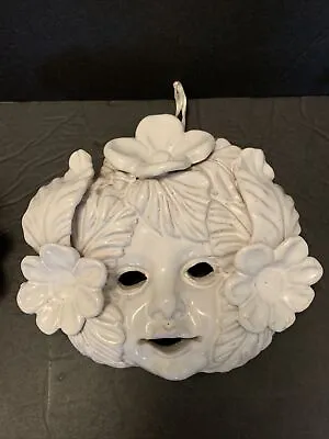 Buy Sicilian Italian Majolica Art Pottery Cherub Flowers Face Mask Wall  Hanging VTG • 61.52£