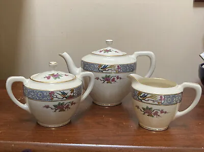 Buy Lenox Ming Tea Set, Teapot, Lidded Sugar Bowl, Creamer, Black Marking • 383.33£