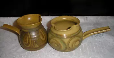 Buy Vintage Alvingham Studio Pottery Sauce Pot With Long Handle.  Set Of 2. • 11.90£