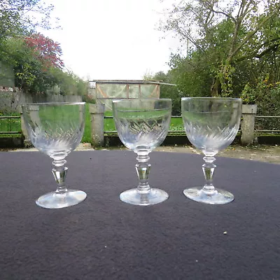 Buy 3 Glasses Wine Crystal Carved Of Baccarat Or St Louis • 29.78£