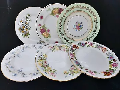 Buy Six Mismatched Vintage Pretty Floral China Side / Tea Plates 16cm-16.5cm • 16£