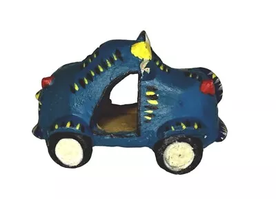Buy VTG Mexican Folk Art Ceramic Unique Hand Painted Matte Blue Car Taxi Kids Room • 265.64£