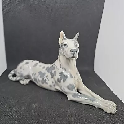 Buy Great Dane Dog Royal Copenhagen Porcelain Signed Herold 9  Harlequin White Gray • 182.22£