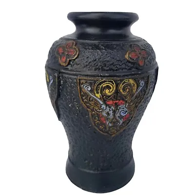 Buy Vintage Tokanabe Ware Art Pottery Vase Made In Japan 1920s Black Decor Textured • 26.96£