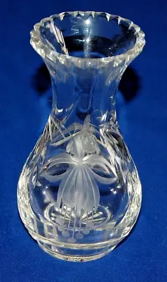 Buy Royal Brierley Crystal Cut Glass Fuchsia Vase, 17cms In Height, Signed, • 19.99£