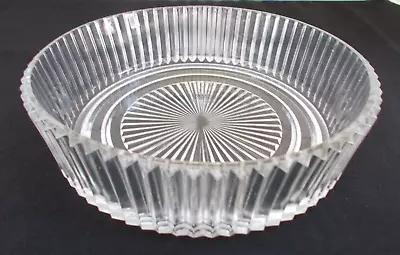 Buy Vintage Clear Glass Bowl With Ribbed Sides & Patterned Bottom • 15.07£