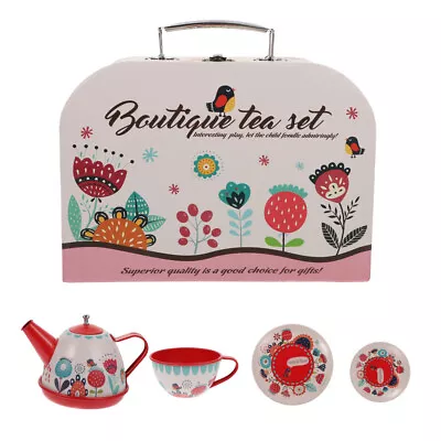 Buy Kids Tea Party Set With Carrying Case - Pretend Play Tinplate Tea Set For Girls • 30.39£