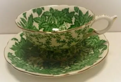 Buy Coalport England Cup&saucer Green Leaves A.d.1750 # 9642 S • 61.63£