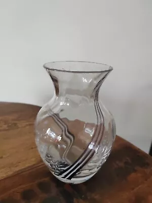 Buy Caithness Glass Vase With Black And White Swirl. 6 Inches • 4.50£