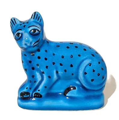 Buy Vintage British Museum Pottery Blue Faience Egyptian Cat Leopard Figurine • 17.99£