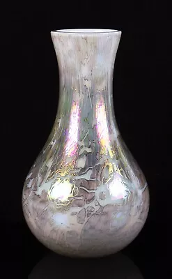 Buy Vintage Royal Brierley Studio White Iridescent Glass Vase • 24.99£