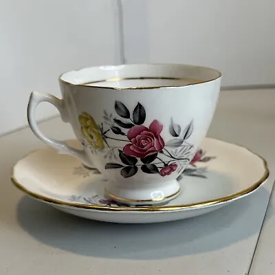 Buy Vintage Royal Vale Tea Cup And Saucer Yellow And Pink Roses Made In England • 16.06£
