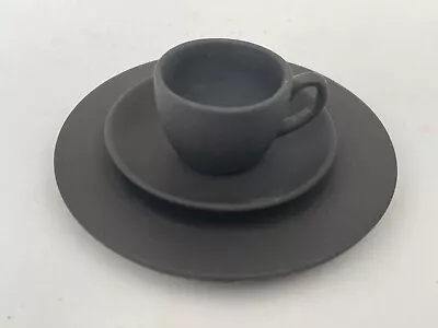 Buy Very Rare Miniature Vintage Wedgwood Black Jasperware Teacup Saucer Plate Trio • 15.99£