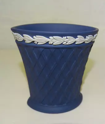 Buy Wedgwood  Dark Blue Jasperware Basket Shape Vase Portland Tea Set Dinner Service • 9.99£