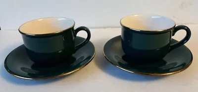 Buy 2 X Hornsea Pottery  Cups And Saucers In Regency Green  Ivory Coloured Interior  • 10.99£