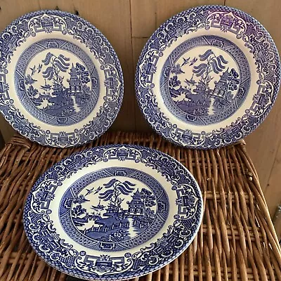 Buy 3 X English Ironstone Tableware Ltd Willow Pattern Side Plate 17cm Blue & White • 5£