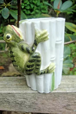 Buy Vintage Art Deco Frog Bamboo Pottery Vase • 12£