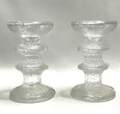 Buy Iittala Finland Festive Candleholders Glass Double 2 Ring MCM Scandanavian Pair • 36.81£