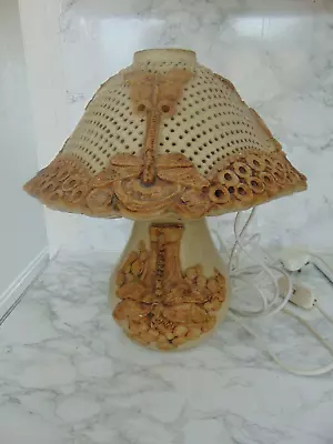 Buy 60's Brutalist Bernard Rooke Textured Pierced Studio Pottery Lamp Dragonfly Lamp • 200£