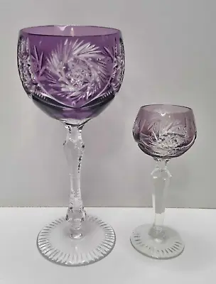 Buy Bohemian  Cut Clear CRYSTAL Amethyst Purple Wine Glass / Sherry Port Hook • 49.99£