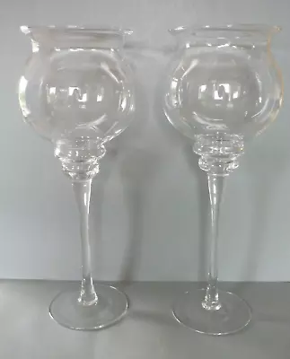 Buy Pair (2) X Large Pedestal Stem Glass Candle Holder Flower Display Vase: Wedding • 120£