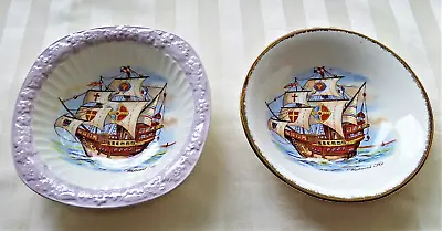 Buy BCM Nelson Ware Westward Ho Dish, Pretty Patterned Edges, 1950s, Vgc + Another! • 11.38£