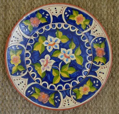 Buy VINTAGE Large Hand Painted PORTUGUESE Pottery Floral Patterned Plate Platter 13  • 35£