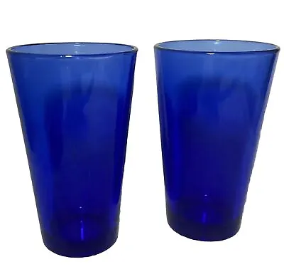 Buy 2 Pc VTG Libbey Cobalt Blue Glasses Tumbler 16 Oz Tea Water 5.75” Flare • 17.28£