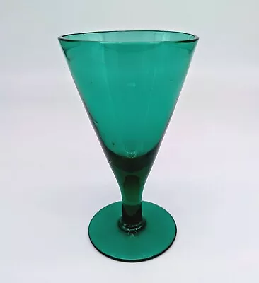 Buy Antique Vintage Bristol Green Mouth Blown Victorian Glass Goblet Glass • 23£