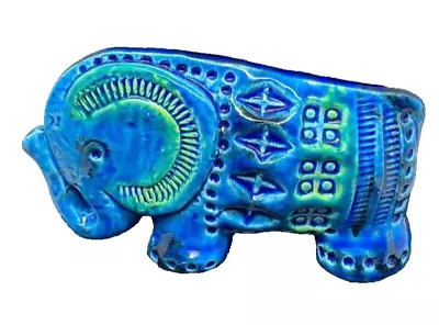 Buy BITOSSI Rimini Blue Elephant Ceramic Ornament Pottery Italy Aldo Londi MINT • 149.30£