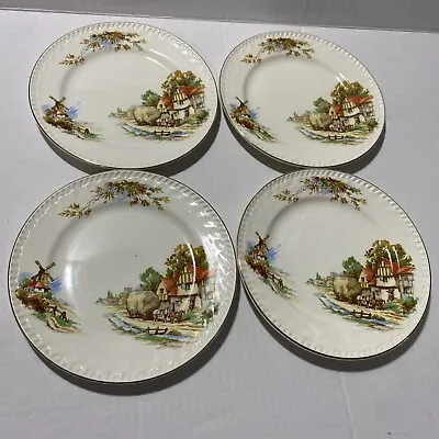 Buy Vintage, Antique? Crown Clarence Made In England Set Of 4 Bread Plates Horses 7” • 19.27£