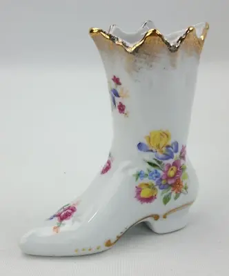 Buy Vintage PM Martinroda 9cm Porcelain Boot Ornament / Vase -Dresden Germany Floral • 6£