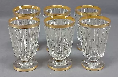 Buy Set Of 6 Signed Moser Zipper Cut & Gilt Small Footed Tumblers Circa 1898-1918 • 316.16£