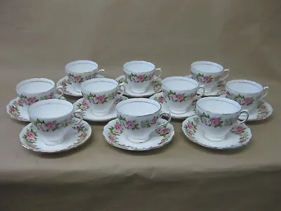 Buy 10 Vintage Colclough Ridgway Bone China Tea Cups & Saucers Enchantment Pink Rose • 34.99£