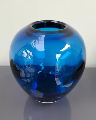 Buy Mid Century Whitefriars Glass Blue Ovoid 9584 Shape Vase 13.5 Cm High Vgc • 39.95£