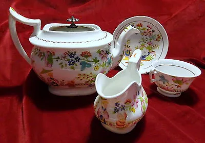 Buy Pearlware English Teapot Antique Porcelain Museum Qual Part Set Chinoiserie # • 175£