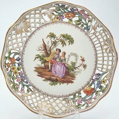 Buy German Hungarian WATTEAUESQUE Pierced Plate Dresden Style Antique Decorative • 49.95£