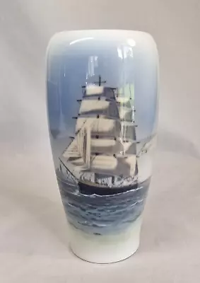 Buy Vintage Royal Copenhagen Porcelain Vase (4570) Featuring A Sailing Ship • 19.75£