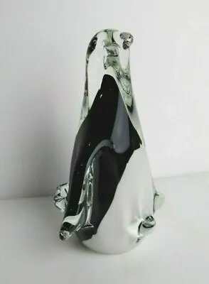 Buy Vintage Murano Glass PENGUIN Black White & Clear Glass  5.5  Tall 4  Wide • 13.50£