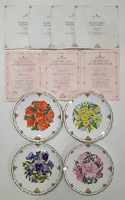 Buy Set Of 4 ROYAL ALBERT The Queen Mothers Favourite Flower China Collectors Plates • 20.99£